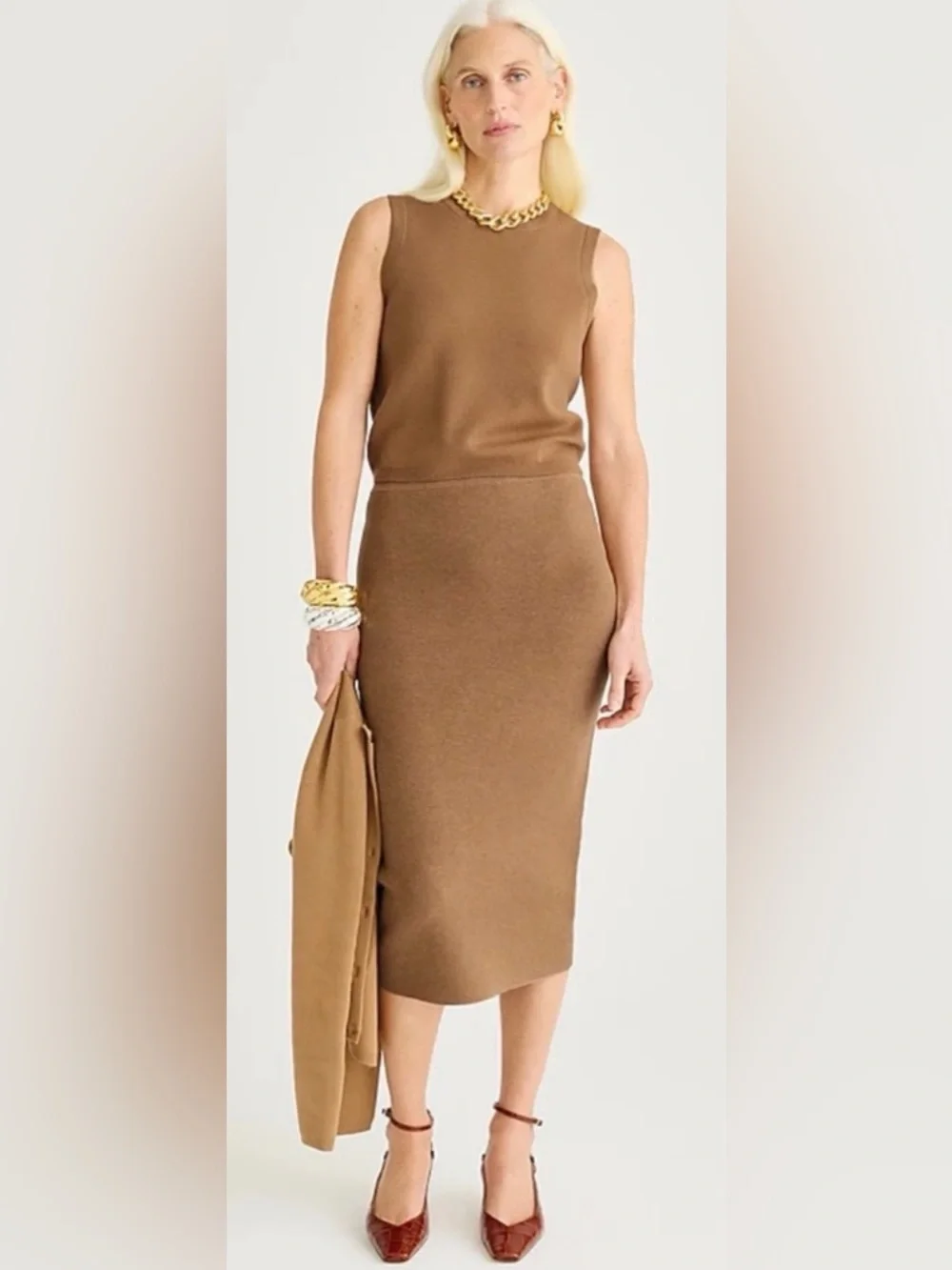 J.Crew Sweater shell in TENCEL™ lyocell blend in camel